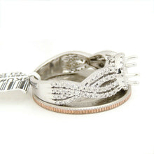 Load image into Gallery viewer, 0.54Ct Natural Diamond 14k White Gold Semi Mount halo Ring round center size 7
