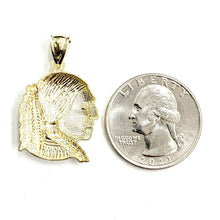 Load image into Gallery viewer, New 10k solid yellow Gold Chief face head Pendant diamond cut fine jewelry 2.4g
