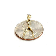 Load image into Gallery viewer, New 10k yellow Gold solid wishbone pendant lucky good luck fine gift jewelry 1g
