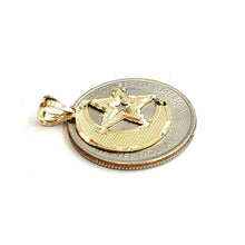 Load image into Gallery viewer, 10k yellow gold moon and star pendant charm diamond cut astronomy jewelry 0.9g
