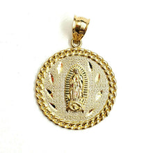 Load image into Gallery viewer, 10k yellow gold round virgin Guadalupe Pendant fine religious jewelry 0.97" 3.8g
