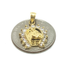 Load image into Gallery viewer, 14k yellow Gold horseshoe Pendant zirconia lucky fine gift jewelry unisex 2.4g
