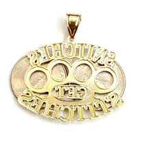 Load image into Gallery viewer, New 10k yellow Gold SNITCHES GET STITCHES word Pendant diamond cut jewelry 10.2g
