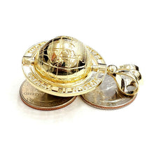 Load image into Gallery viewer, New 10k yellow gold 3D Spinning round globe planet earth world map pendant 15.8g
