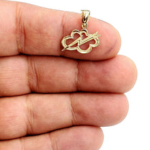 Load image into Gallery viewer, 14k yellow gold Tiny cloud lightning bolt pendant charm gift fine jewelry 0.8g
