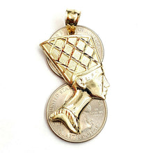 Load image into Gallery viewer, 10k solid yellow Gold Egyptian queen Nefertiti head Pendant fine jewelry 3.6g
