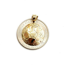 Load image into Gallery viewer, New 14k yellow Gold Soccer ball Pendant charm sport game fine jewelry gift 1.7g
