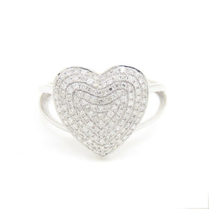 0.50Ct Natural Diamond In 14k white Gold Women's heart Ring fine gift Size 7.25