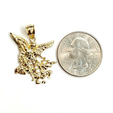 Load image into Gallery viewer, New 10k yellow gold saint Michael pendant charm fine religious gift jewelry 2.3g
