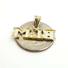 Load image into Gallery viewer, New 10k yellow gold BLM black lives matter pendant charm fine gift unisex 1.6g
