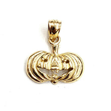 Load image into Gallery viewer, 14k yellow gold pumpkin pendant charm Halloween scary spooky fine jewelry 1.7g
