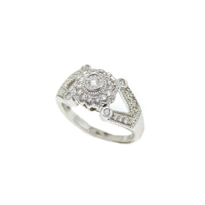 pre owned 0.40ct genuine diamond 14k White Gold Women Ring fine jewelry Size 7