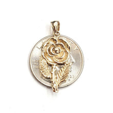 Load image into Gallery viewer, New 14k yellow solid Gold rose flower Pendant charm gift fine jewelry 3.4g
