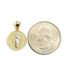 Load image into Gallery viewer, New 14k gold two tone round saint benedict san Benito pendant jewelry 0.56" 1.5g
