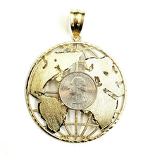 Load image into Gallery viewer, 10k yellow gold round globe planet earth world map pendant jewelry 2.56" 19.9g
