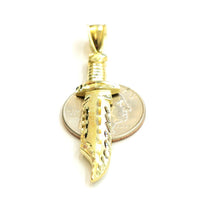 Load image into Gallery viewer, New 10k yellow Gold dagger knife Pendant charm Unisex Gift fine jewelry 3.5g
