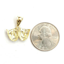 Load image into Gallery viewer, 10k yellow gold happy &amp; sad face theater pendant fine gift jewelry unisex 1.9g
