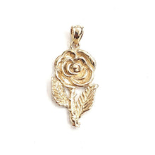Load image into Gallery viewer, New 14k yellow solid Gold rose flower Pendant charm gift fine jewelry 3.4g

