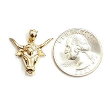 Load image into Gallery viewer, New 14k yellow Gold taurus bull head zodiac Pendant charm fine gift jewelry 3.7g
