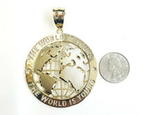 Load image into Gallery viewer, 10k yellow gold round globe planet earth world map pendant jewelry 2.26" 14.7g
