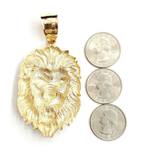 Load image into Gallery viewer, 14k yellow solid Gold big lion Leo head face Pendant charm fine jewelry 23.7g
