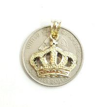 Load image into Gallery viewer, 10k yellow gold crown pendant charm fine jewelry gift necklace diamond cut 1.2g

