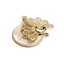 Load image into Gallery viewer, 14k yellow gold peacock pavo real bird filigree pendant charm fine jewelry 3.8g
