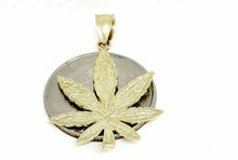 Load image into Gallery viewer, New 14k yellow gold marijuana leaf weed pendant charm fine gift jewelry 2.6g
