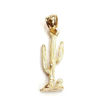 Load image into Gallery viewer, New 14k yellow solid Gold 3D saguaro cactus Pendant charm gift fine jewelry 1.4g
