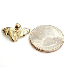 Load image into Gallery viewer, New 14k yellow gold bat full body pendant charm gift fine jewelry polished 1.8g
