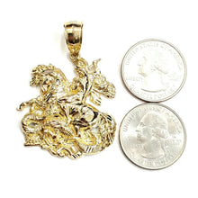 Load image into Gallery viewer, 10k yellow gold saint George pendant charm horse dragon fine gift jewelry 9.6g
