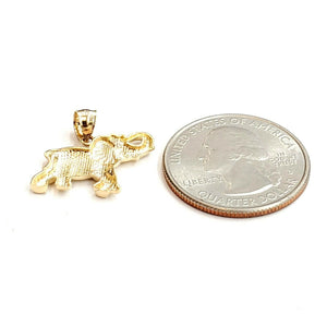 14k yellow Gold elephant Pendant charm unisex fine gift good luck jewelry 1.4g