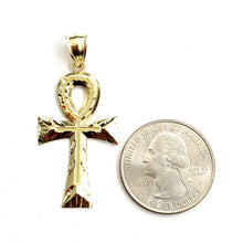Load image into Gallery viewer, 10k yellow gold Egyptian ankh cross pendant charm fine religious jewelry 2.3g
