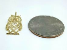 Load image into Gallery viewer, New 14k yellow gold owl full body pendant charm gift fine jewelry unisex 0.8g
