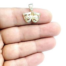 Load image into Gallery viewer, 10k yellow gold happy &amp; sad face theater pendant fine gift jewelry unisex 1.9g

