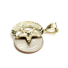 Load image into Gallery viewer, 10k yellow gold moon and star pendant charm diamond cut astronomy jewelry 2.7g
