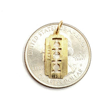 Load image into Gallery viewer, 14k yellow gold tiny razor blade pendant charm Fine Jewelry Gifts unisex 0.7g
