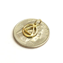 Load image into Gallery viewer, 14k yellow Gold Tiny Alcoholics Anonymous circle triangle AA Symbol Pendant 0.7g
