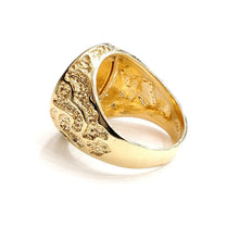 Load image into Gallery viewer, 14K Gold nugget mens coin ring size 10 12g 5 dollars 1/10 oz 22k American eagle
