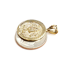 Load image into Gallery viewer, 10k yellow gold round virgin Caridad del Cobre pendant fine jewelry 0.86" 2.5g
