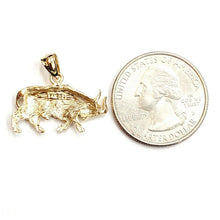 Load image into Gallery viewer, 14k yellow solid Gold taurus bull zodiac Pendant charm fine gift jewelry 3.1g
