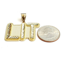 Load image into Gallery viewer, New 10k yellow Gold LIT word Pendant charm diamond cut fine jewelry 6.6g
