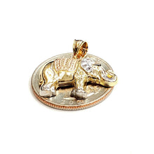 Load image into Gallery viewer, 14k multi tone Gold elephant Pendant charm unisex good luck fine jewelry 2.2g
