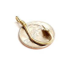Load image into Gallery viewer, 14k Yellow Gold 3D fish hook Pendant slide charm fishing gift fine jewelry 2g
