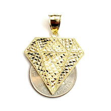 Load image into Gallery viewer, 10k yellow gold diamond shape pendant charm fine gift jewelry diamond cut 3.8g
