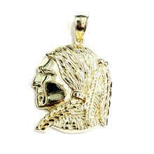 Load image into Gallery viewer, New 10k solid yellow Gold Chief face head Pendant diamond cut fine jewelry 13.5g
