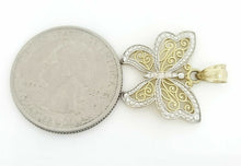 Load image into Gallery viewer, 14k two tone solid Gold butterfly full body Pendant charm fine gift jewelry 1.9g
