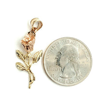 Load image into Gallery viewer, 14k 2 color solid Gold rose flower Pendant charm fine women gift jewelry 2.3g
