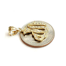 Load image into Gallery viewer, 10K Yellow Gold Allah Islamic God zirconia Pendant Charm religious jewelry 2.2g
