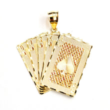 Load image into Gallery viewer, 14k yellow Gold royal flush spade A K Q J 10 poker cards Pendant jewelry 8.2g
